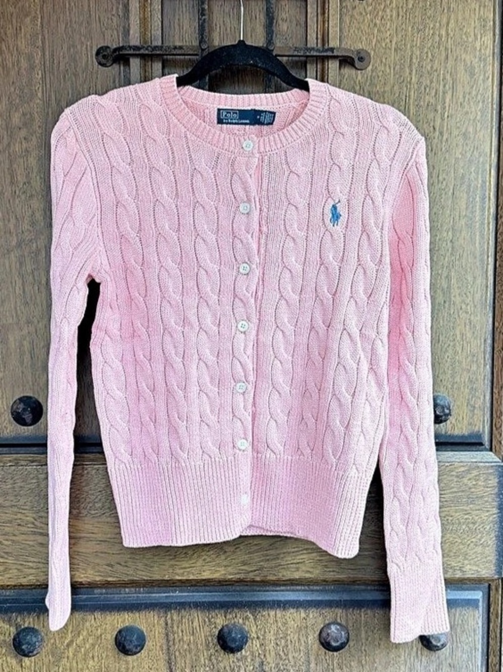 Polo by Ralph Lauren Pink Cable Knit Cardigan in Pink Size M